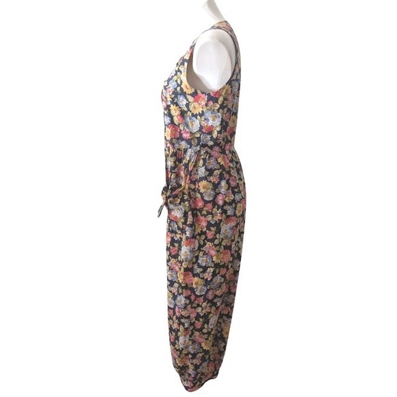 Vintge Laura Ashley Floral Cottagecore Sleeveless Cotton Jumpsuit Size Medium - Picture 5 of 8